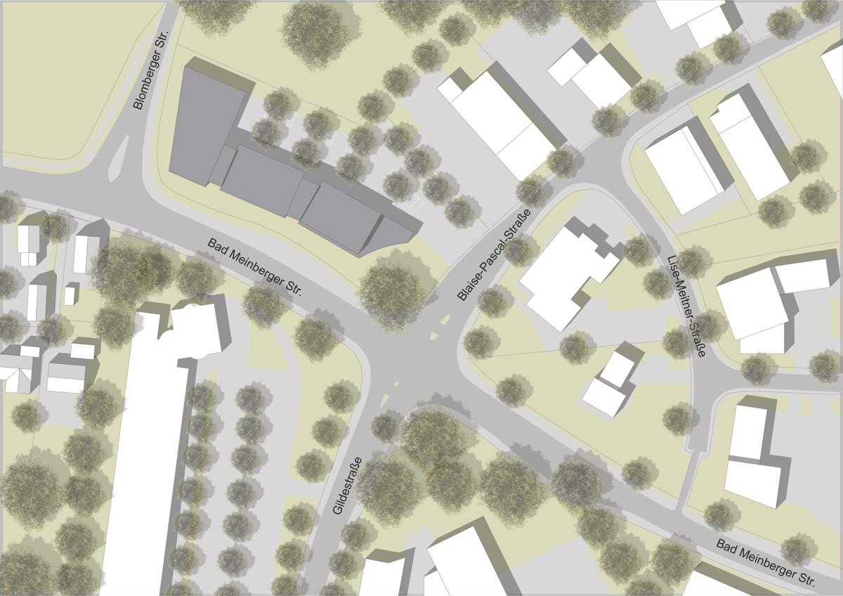 Lageplan Blaise-Pascal-Straße mit Bäumen